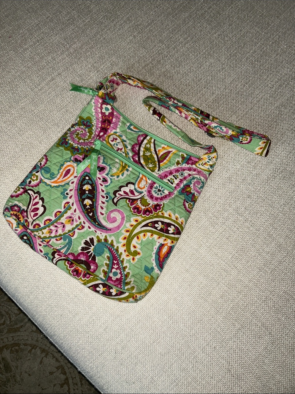 Vera Bradley Mint Green Paisley Quilted Crossbody